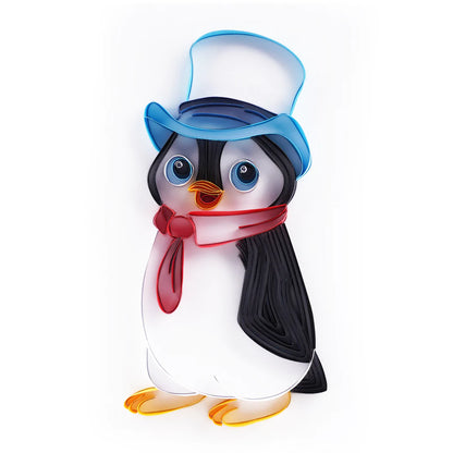 Pinguin mit Hut - Quilling Komplettset